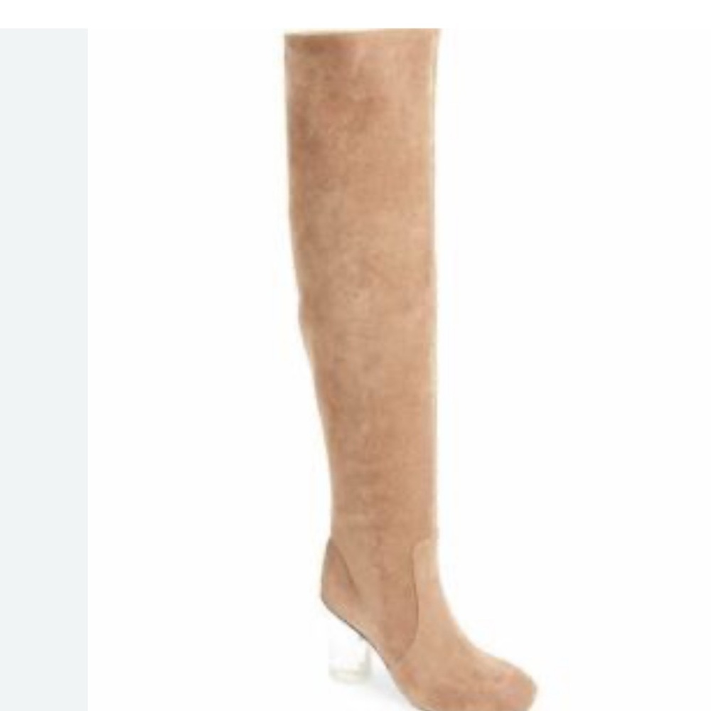 Jeffrey Campbell Perou Taupe with clear heel Over-the-Knee Boots